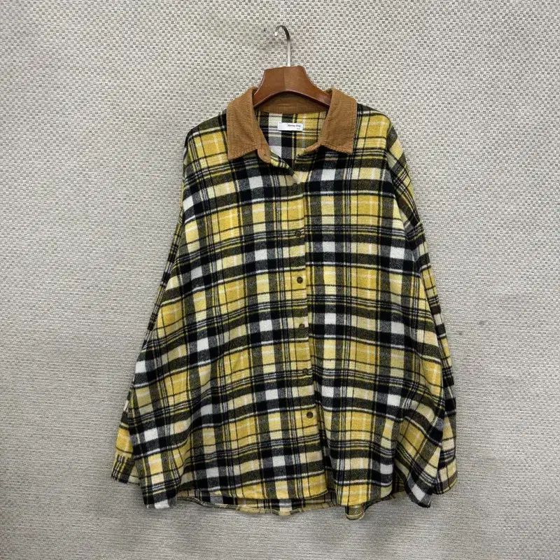 ヴィンテージ オーバーサイズ イェロー シャツ チェック柄 F M07910