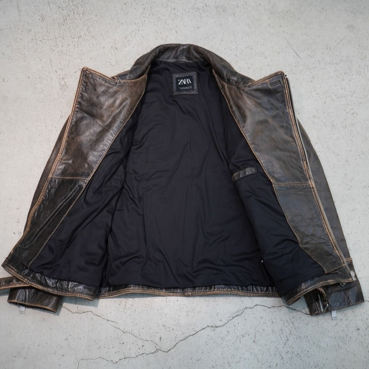 1点物!!ZARA オリジナル レザーシングルライダース Sサイズ タグ付き 1点物!!ZARA オリジナル レザーシングルライダース Sサイズ タグ付き