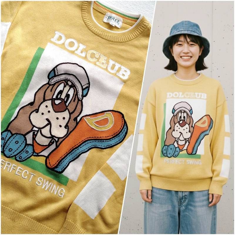 春秋【ご機嫌な相棒】 DOLCE CLUB キャラクターニット イエロー 48 美 