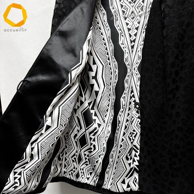 a イタリヤ 伊太利屋 ジャケット 9 黒 ラメ ノーカラー アニマル柄