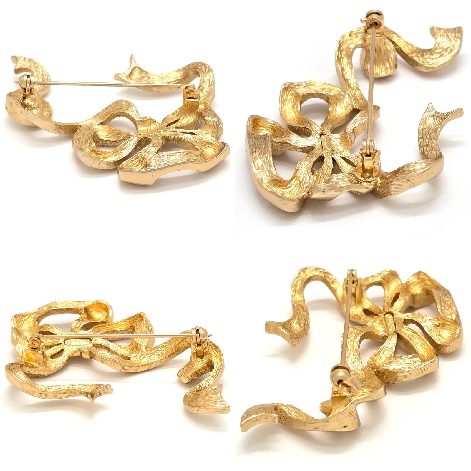 Christian Dior クリスチャン ディオール リボン モチーフ ブローチ