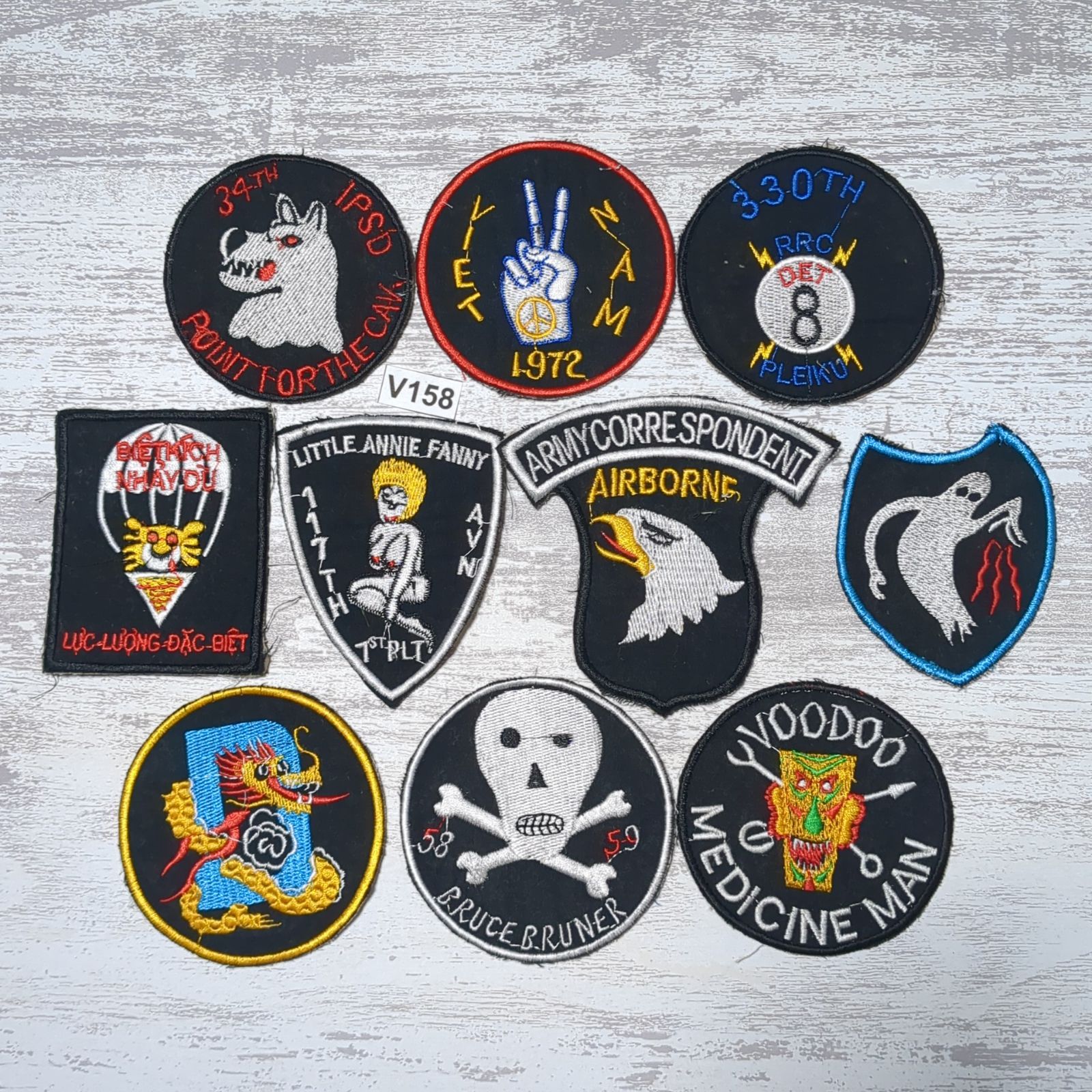 ワッペン 10枚 ☆V158 BLACK ベトナム 戦争 黒 サバゲー パッチ