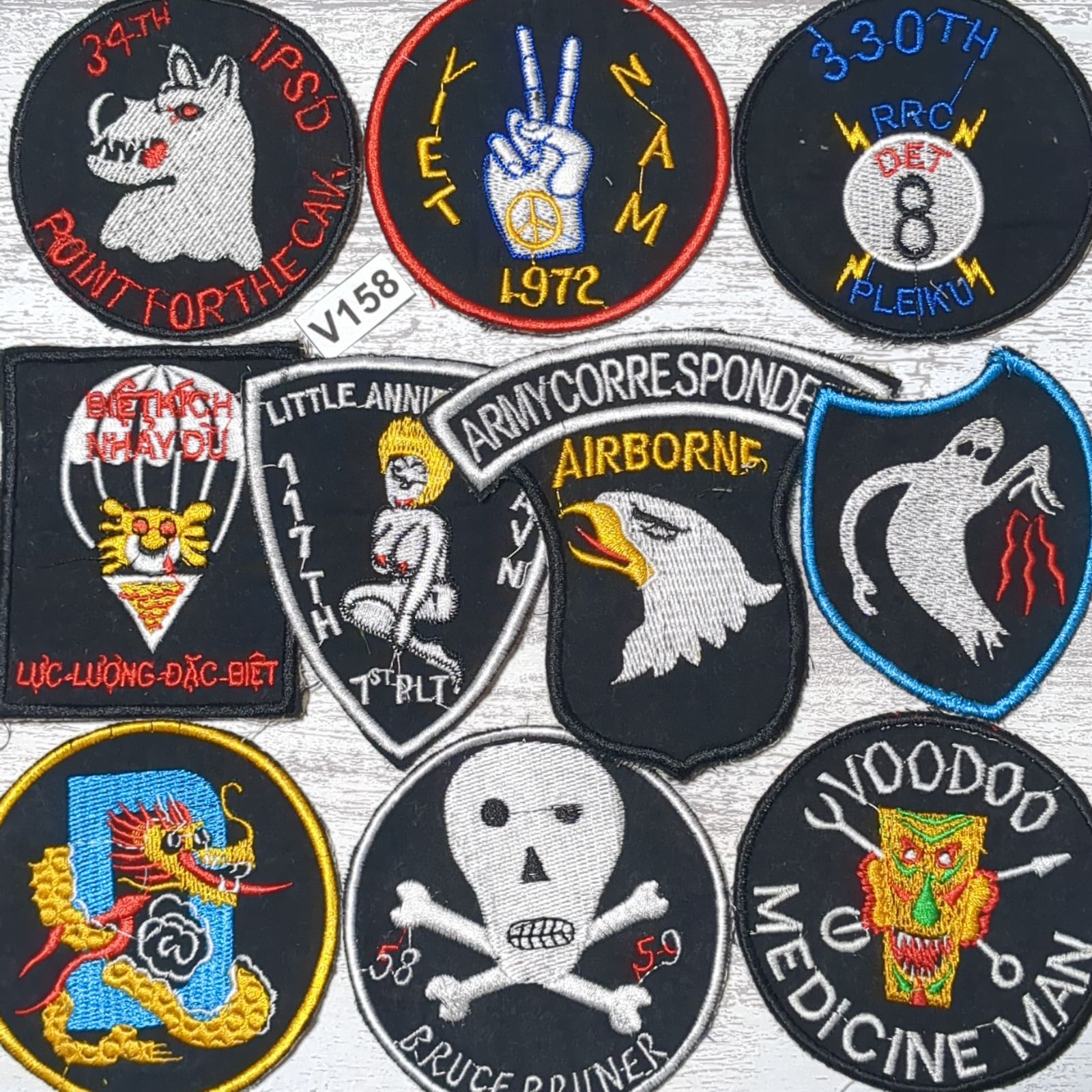 ワッペン 10枚 ☆V158 BLACK ベトナム 戦争 黒 サバゲー パッチ