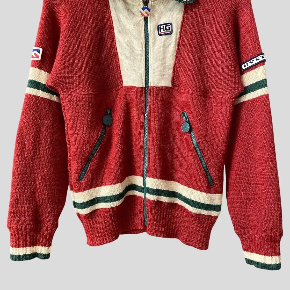 hystericglamour ニットジップアップジャケット クリーム 赤 レディースF)ヒステリックグラマー ウール ニット ジップアップ - メルカリ