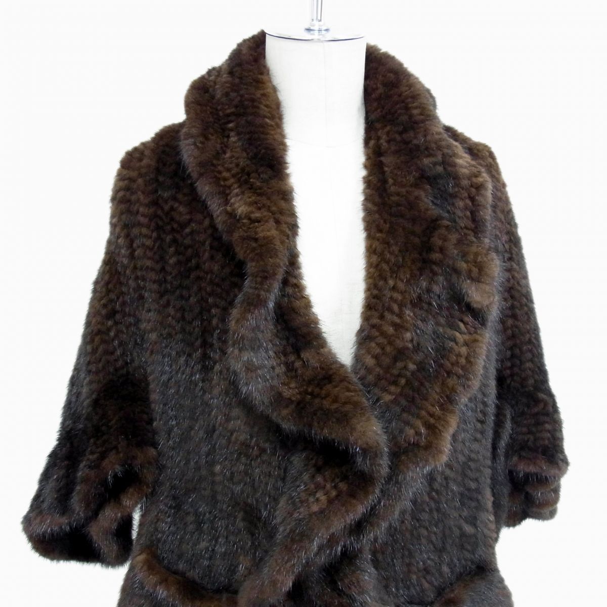 美品☆rich 毛皮ポンチョ　ダークブラウン　リアルファー　ポケット・裏地付き 美品☆rich 毛皮ポンチョ ダークブラウン リアルファー ポケット・裏地付き
