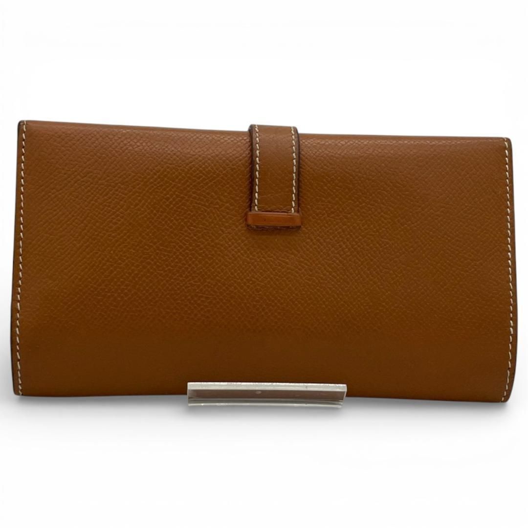 HERMES ベアン 長財布 三つ折り デュプリ ヴォーエプソン エルメス ベアン デュプリ 三つ折り長財布 ダークブラウン[訳あり