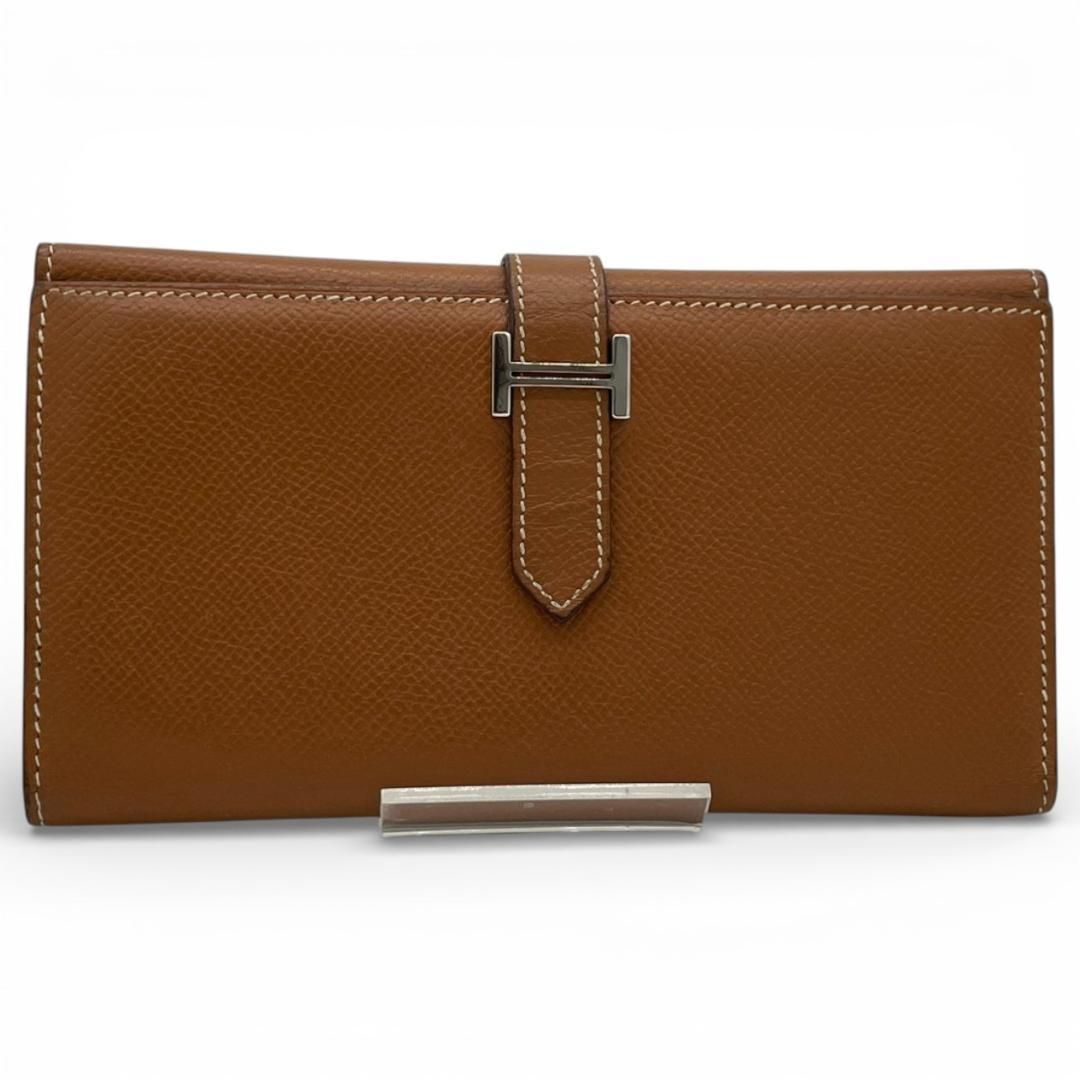◇エルメス◇ベアン 長財布 三つ折り財布 □C刻印 ブラウン 中古