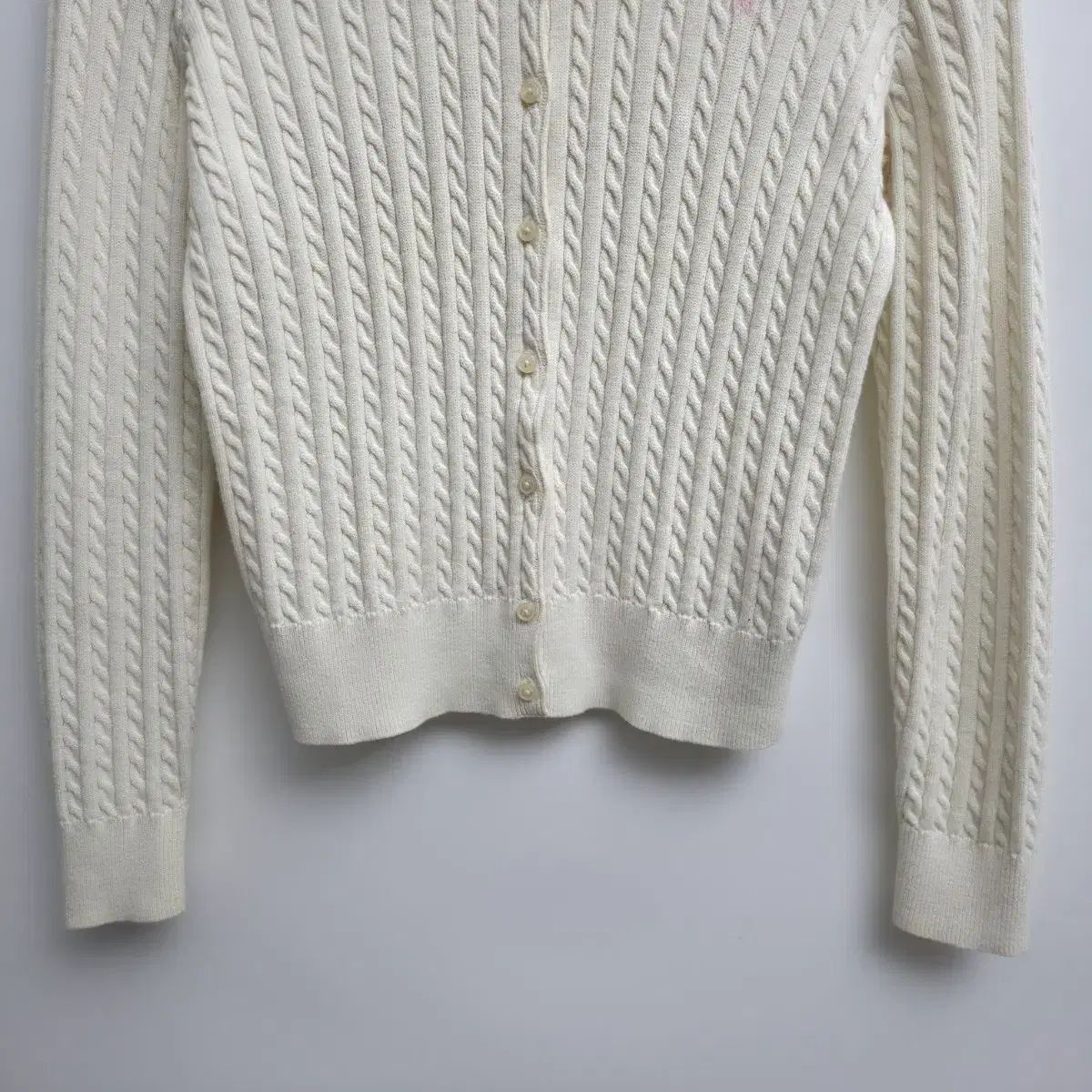 S ポロラルフローレン ケーブル ピンクポニー カーディガン アイボリー