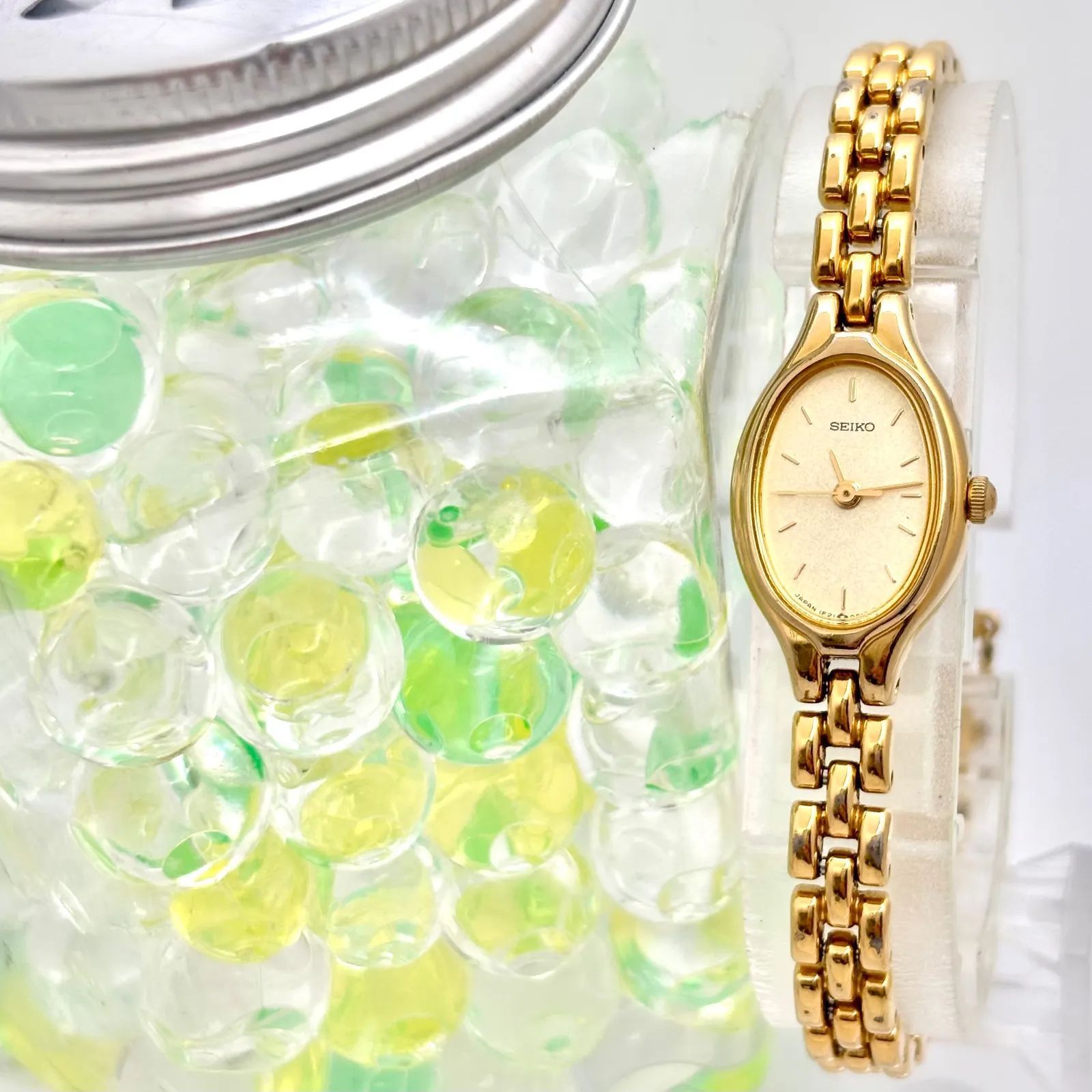 新品電池】SEIKO セイコー レディース 腕時計 ゴールド オーバル 1F21