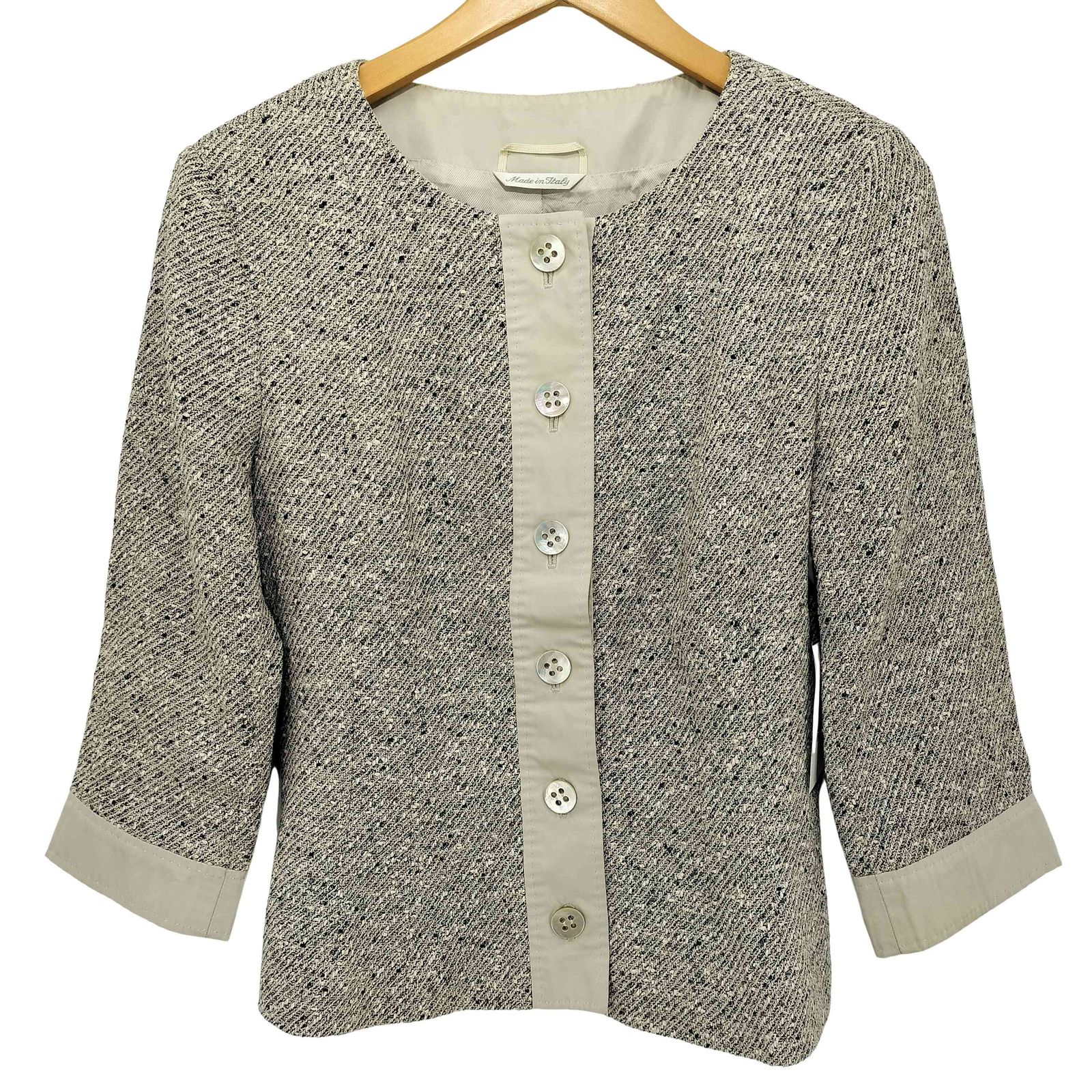 未使用タグ付き✨Max Mara ツイード ジャケット 定価8.4万円 マックスマーラ MAX MARA 銀タグ ノーカラー ツイードジャケット