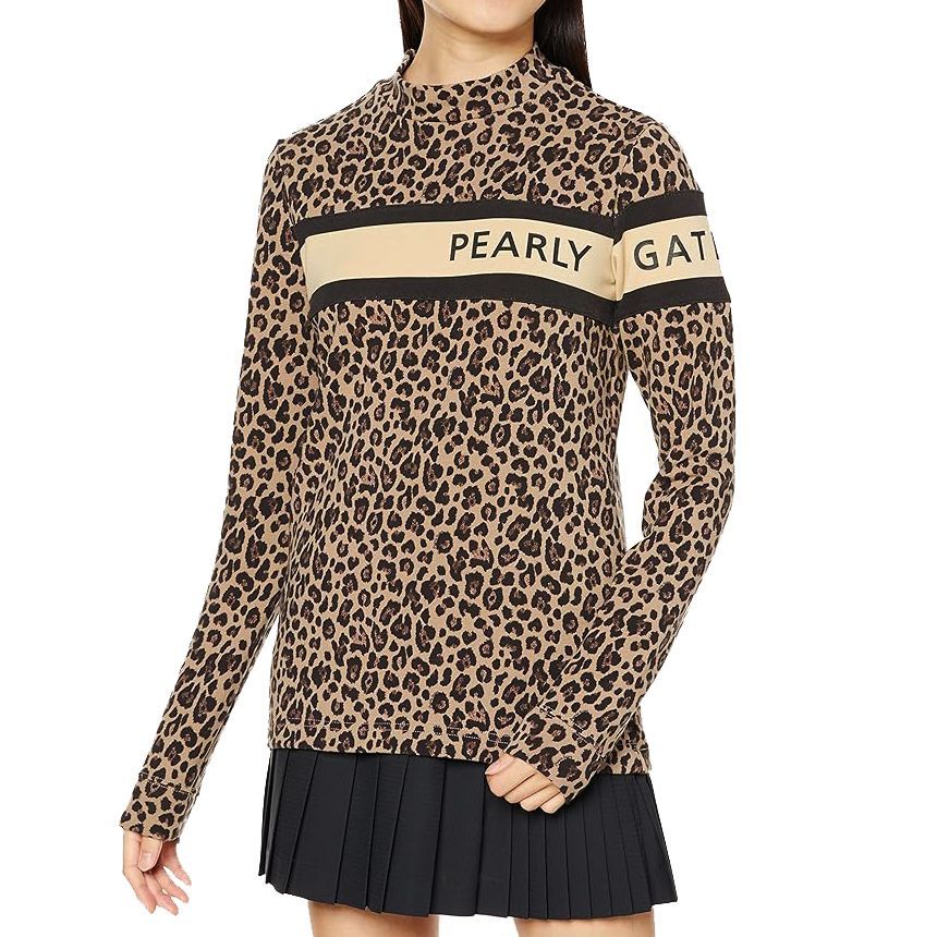 サイズ：0・S・新品】パーリーゲイツ 日本製 コットン裏毛 レオパード