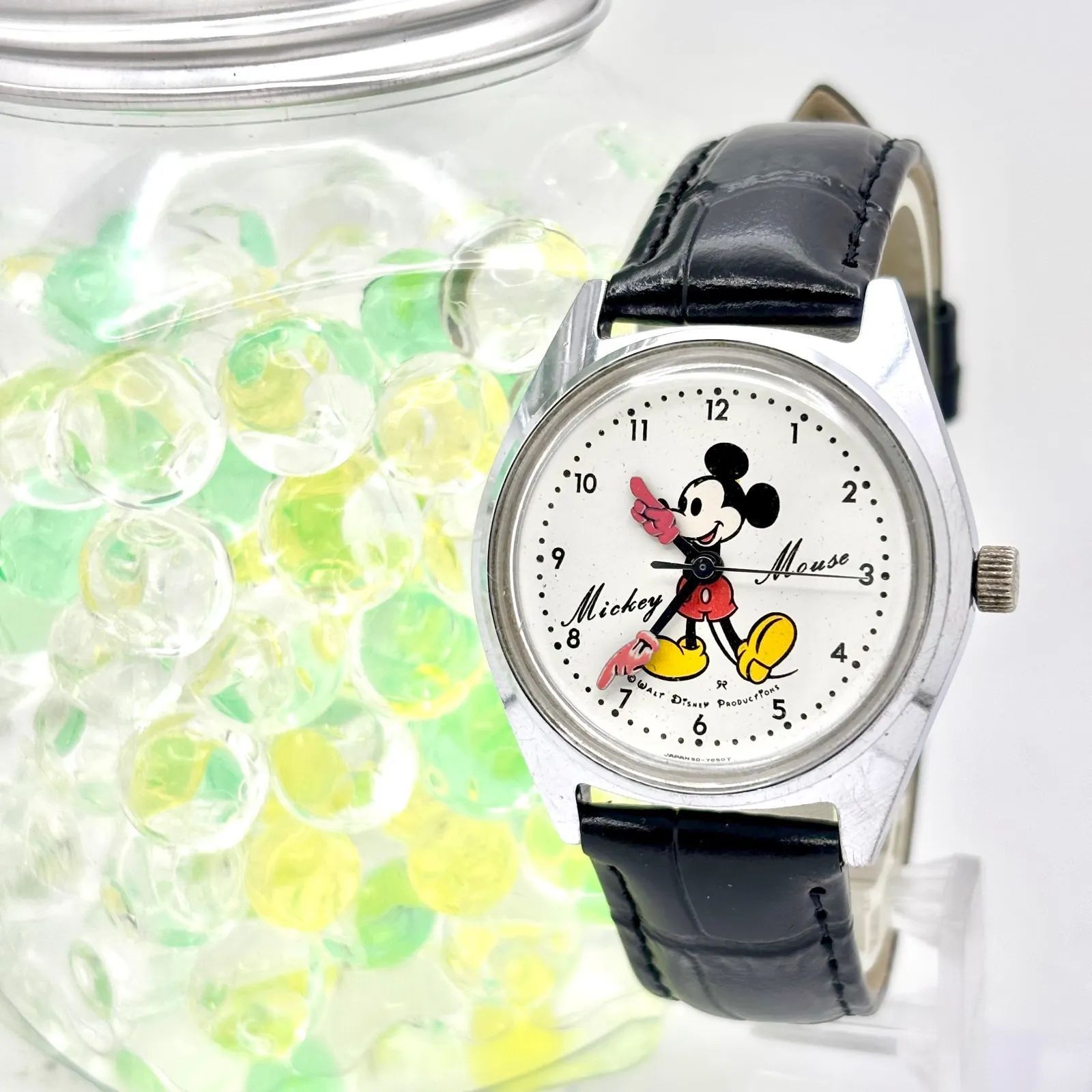 稼働 SEIKO Disney Time 5000-7000 ミッキーマウス 手巻き 腕時計 