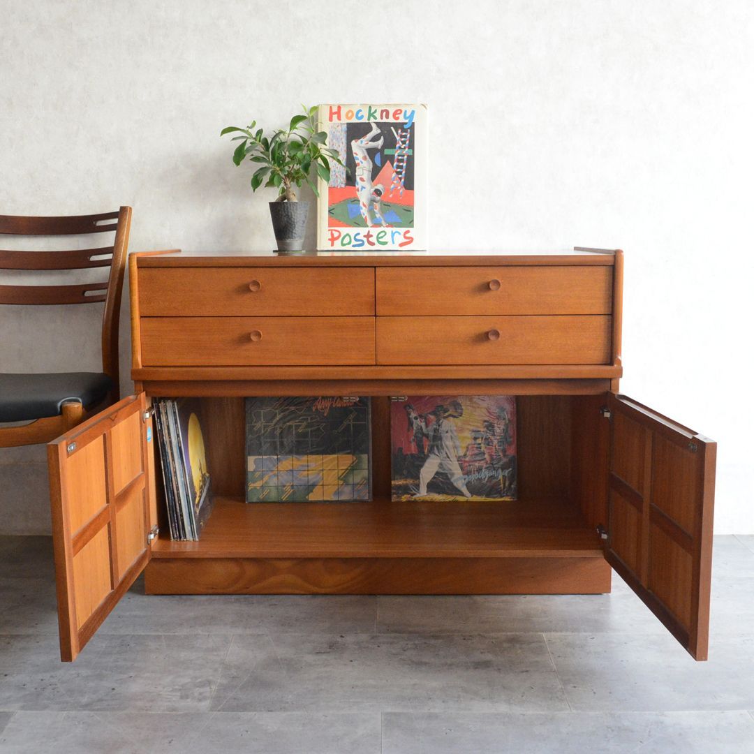 Nathan ヴィンテージ チーク AVボード レコードキャビネット テレビ台 Nathan ネイサン ヴィンテージ チーク キャビネット レコード