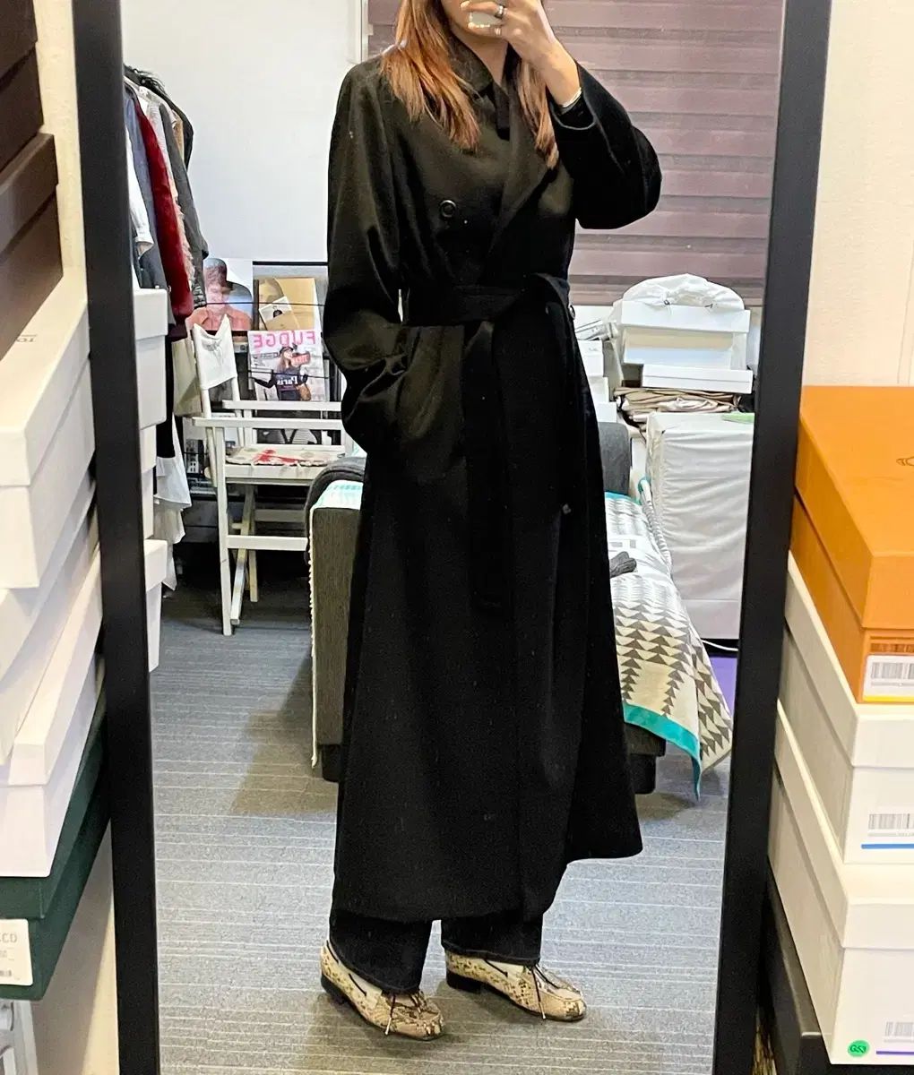 epoca カシミア100% ブラックコート ロングコート エポカ イタリア