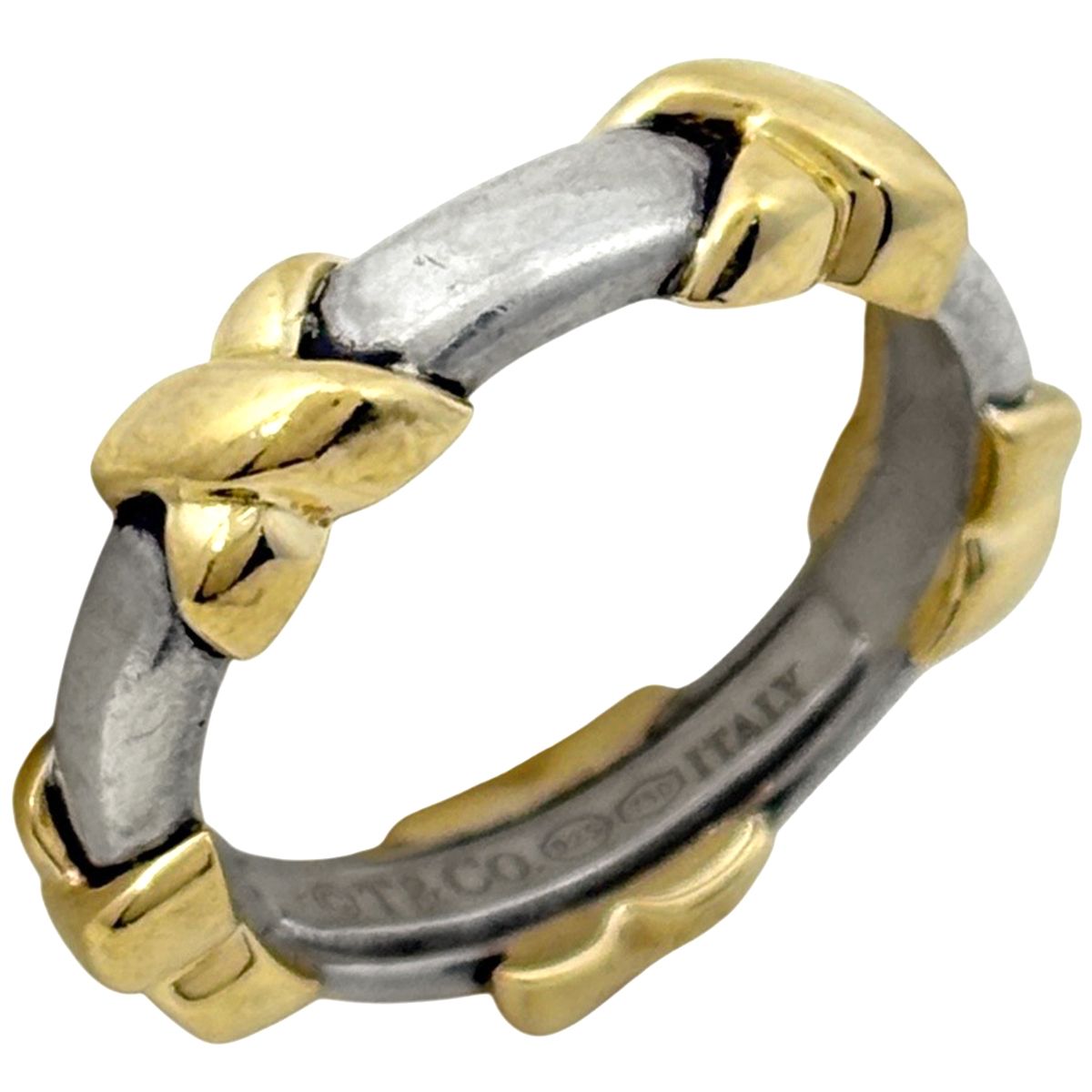 ティファニーシルバーゴールドコンビリング 楽天市場】ティファニー コンビ リング・指輪 シルバー/K18YG