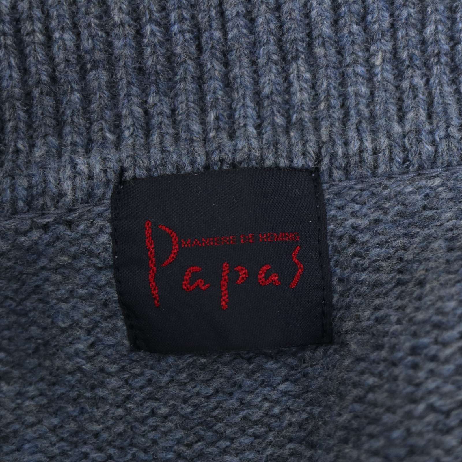 美品 Papas パパス ウール ロゴ刺繍 ブルゾン ジャケット 茶 L