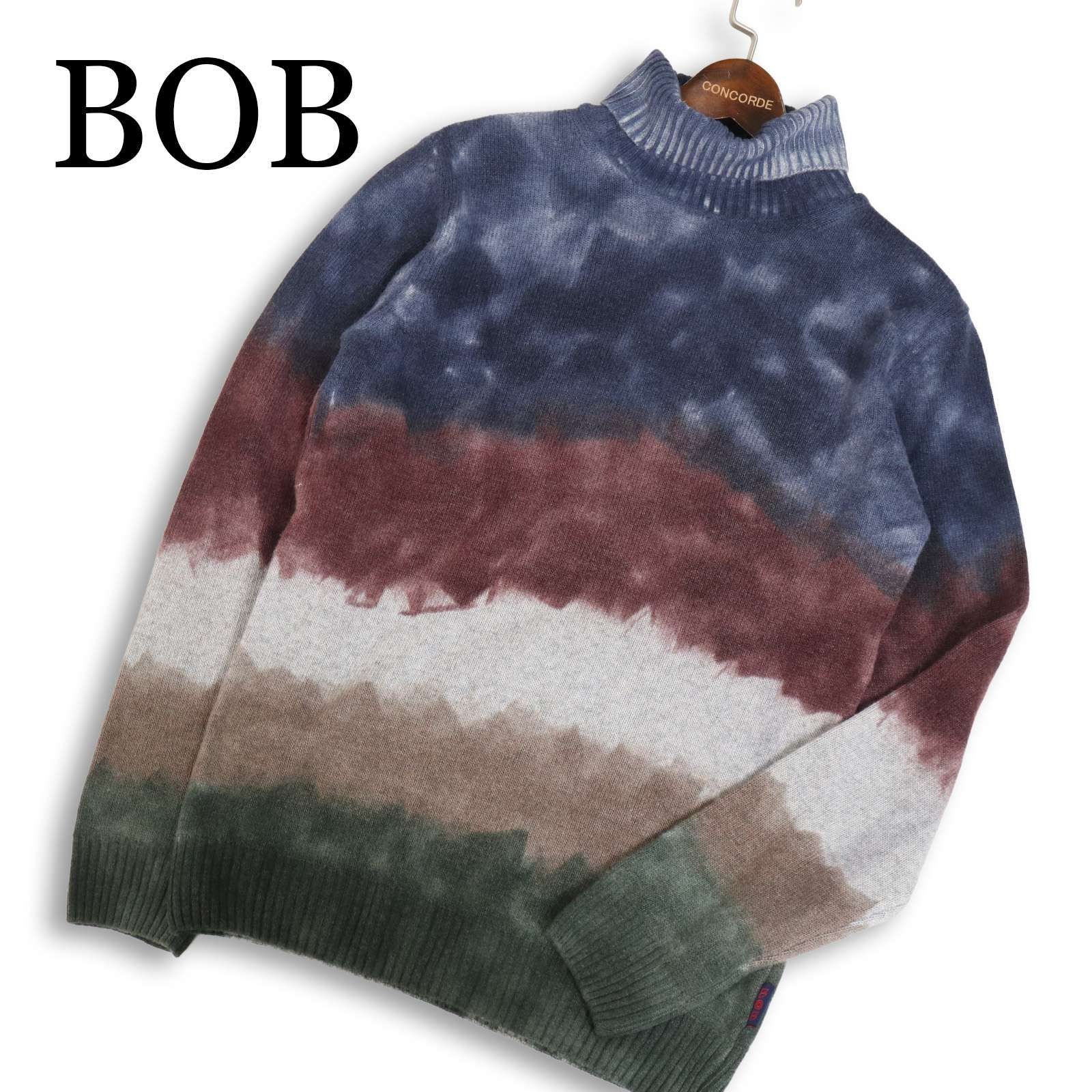 イタリア製☆ BOB ボブ 秋冬 滲みボーダー☆ タートルネック ウール