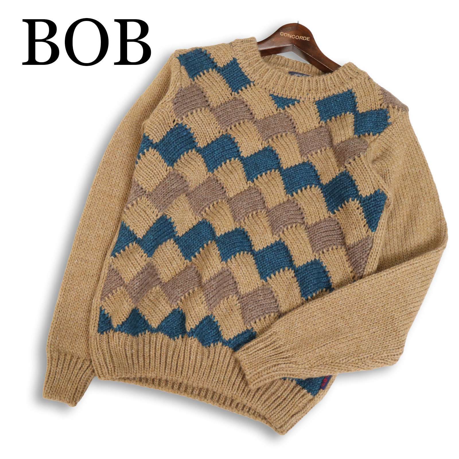 イタリア製☆ BOB ボブ 秋冬 アルパカ&ウール☆ 編み柄 ニット 