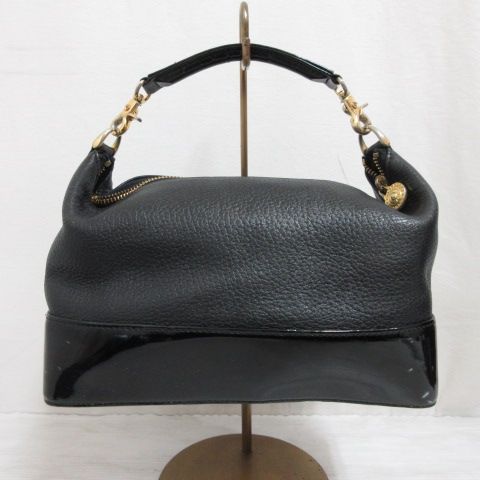 良品 ジャンニヴェルサーチ ハンドバッグ 2wayレザー ブラック サンバースト 良品 ジャンニヴェルサーチ ハンドバッグ 2wayレザー ブラック サン