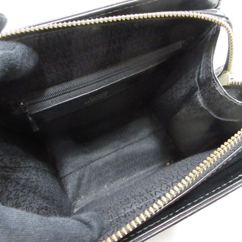 良品 ジャンニヴェルサーチ ハンドバッグ 2wayレザー ブラック サンバースト 良品 ジャンニヴェルサーチ ハンドバッグ 2wayレザー ブラック サン