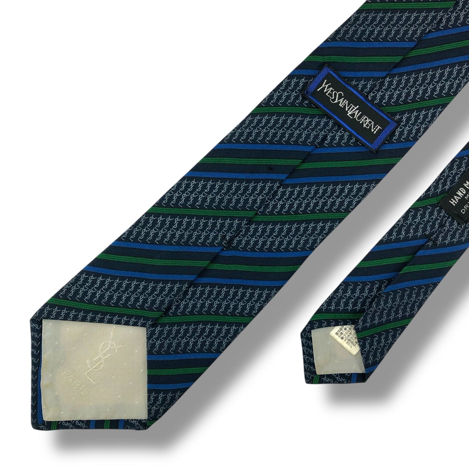 7736】良品！サンローラン ネクタイ ネイビー系 YSL柄 - メルカリ