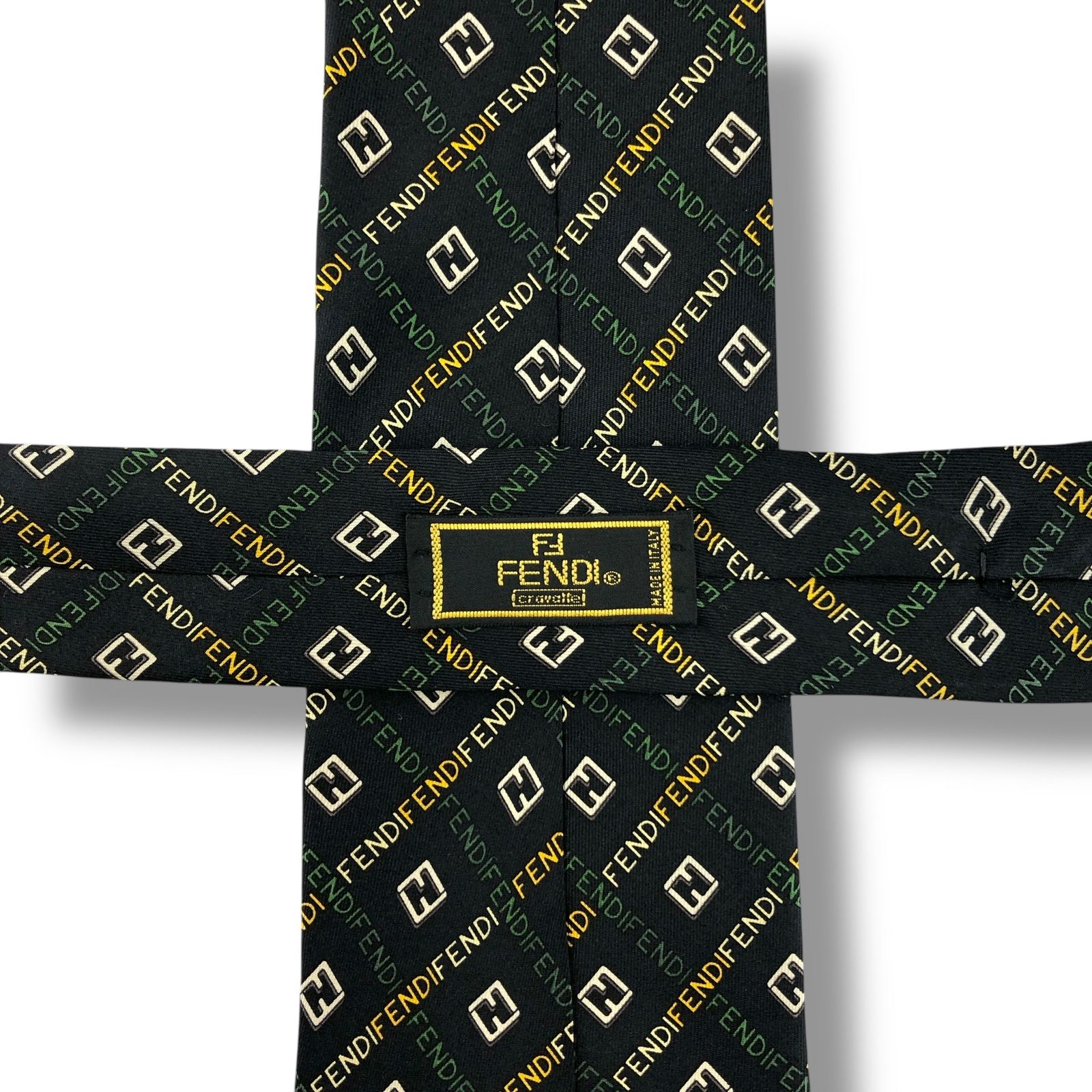 7763】美品ー良品！フェンディ ネクタイ ブラック系 FF ロゴ柄 - メルカリ