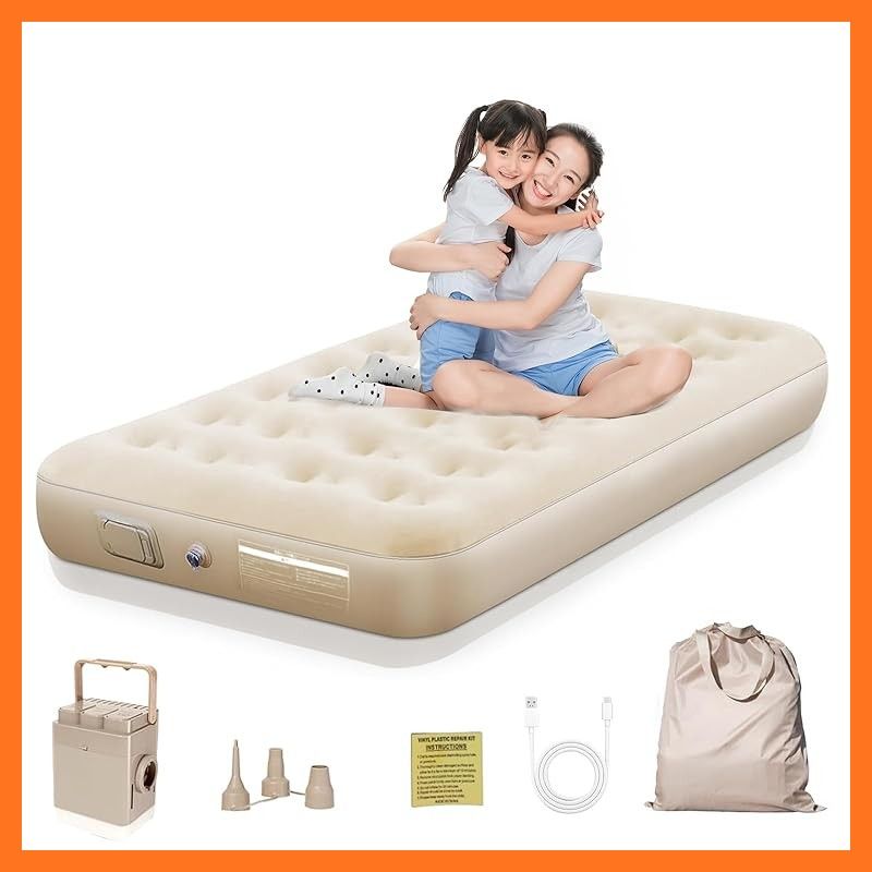 エアーベッド エアーマット 4000 mAh電動ポンプ内蔵 LEDライト付きエアマット シングル 190 100 25 cm 折り畳み式 マットレス 自動膨張 ワンタッチで空気抜け キャンプ Type C充電式 取り外し 簡易ベッ