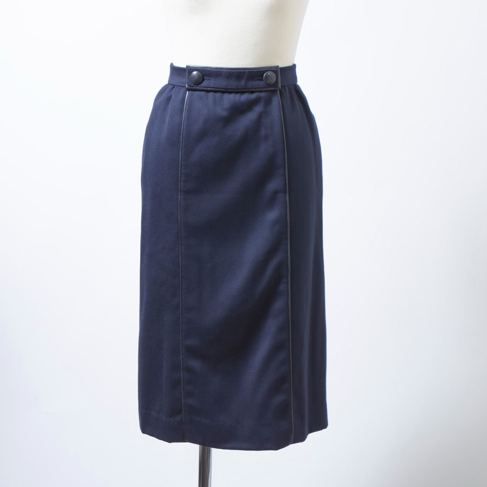 エルメス HERMES スカート ミディ丈 ネイビー 36 レディース フランス