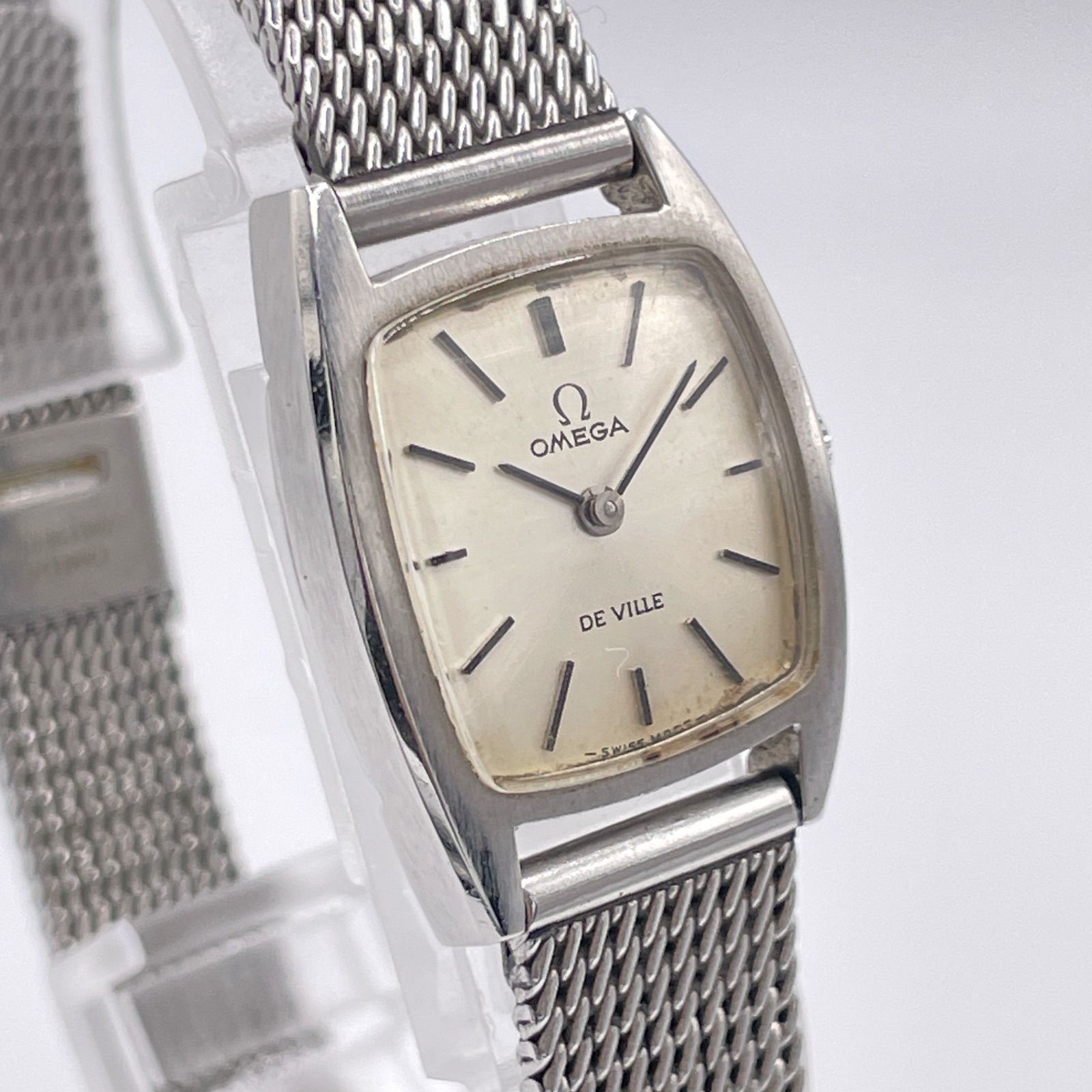 オメガ 手巻き シルバー OMEGA DE VILLE Watch Hand-Winding Ladies Square Silver Y2K 00S