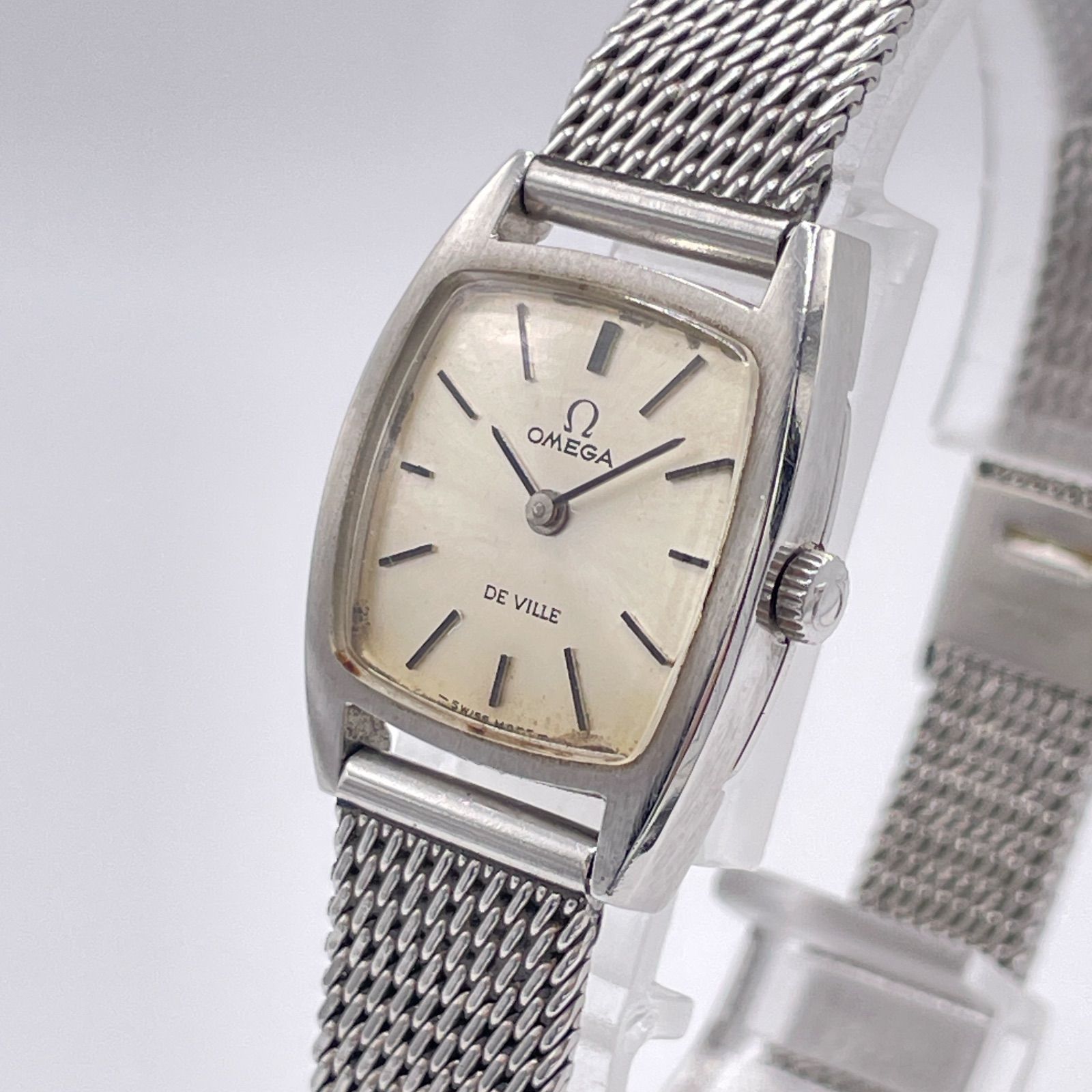 OMEGA DE VILLE Watch Hand-Winding Ladies Square Silver Y2K 00S