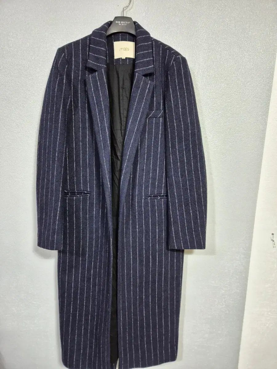 マージュ ネイビー ストライプ ウール ロング コート 55 66 - メルカリ
