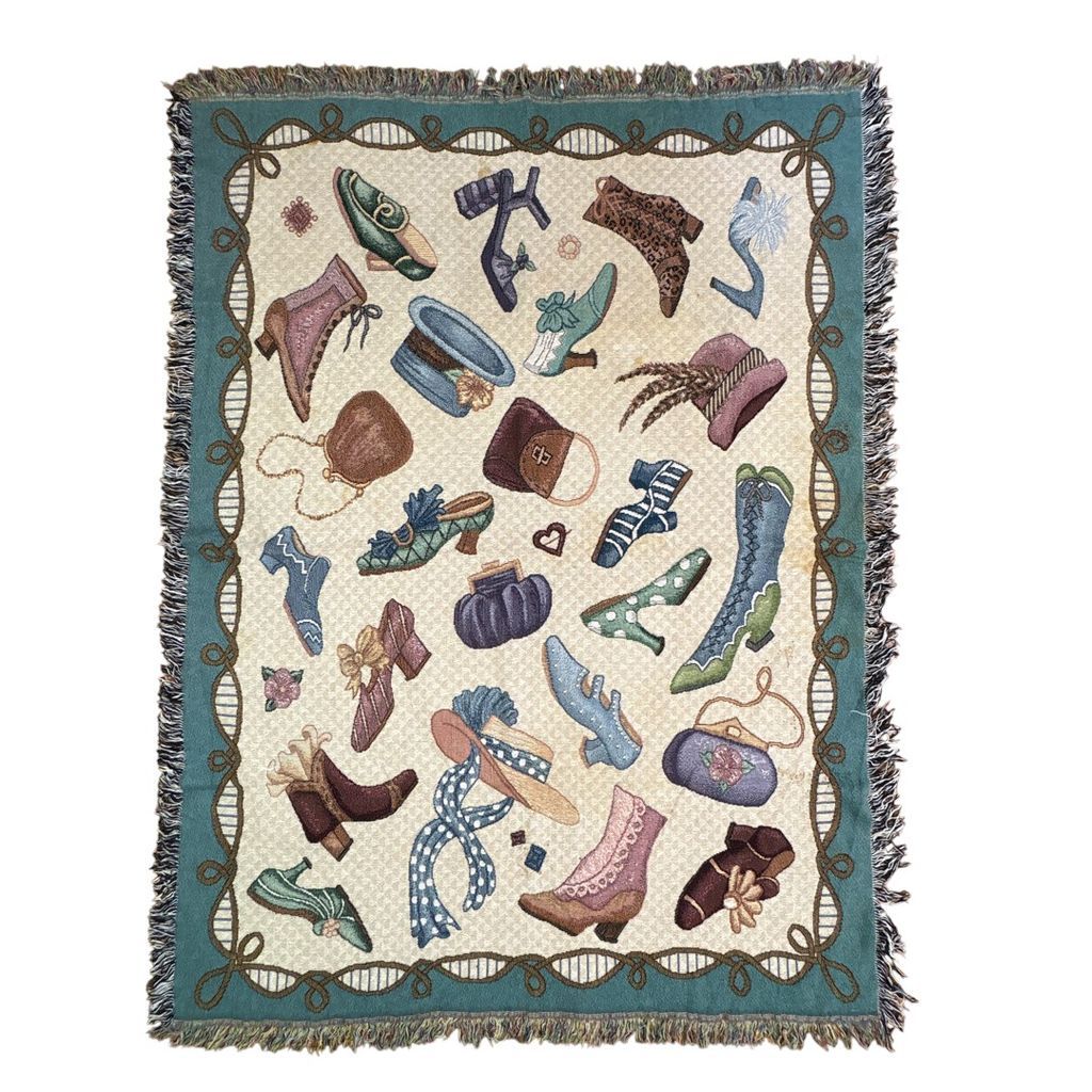 vintageラグ ブランケット マルチカバー タペストリー アート 絵画 靴