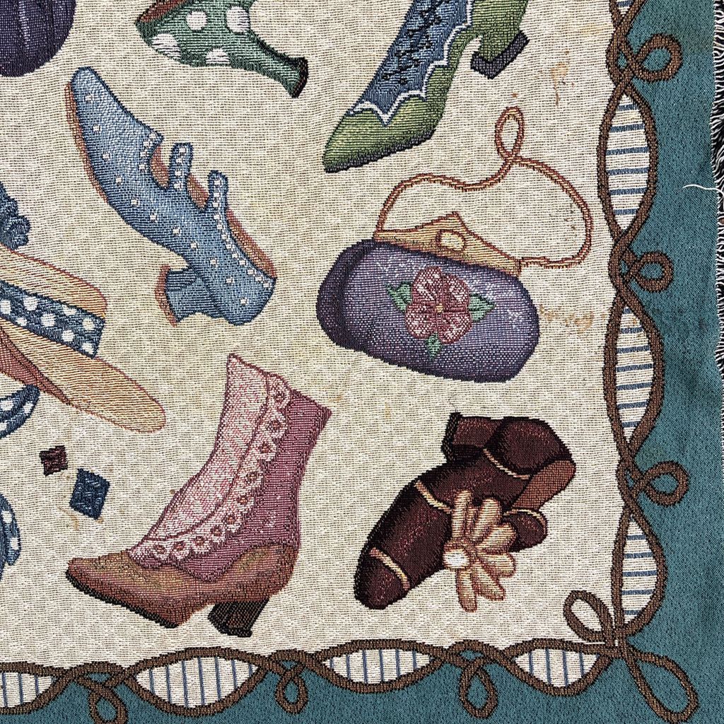 vintageラグ ブランケット マルチカバー タペストリー アート 絵画 靴