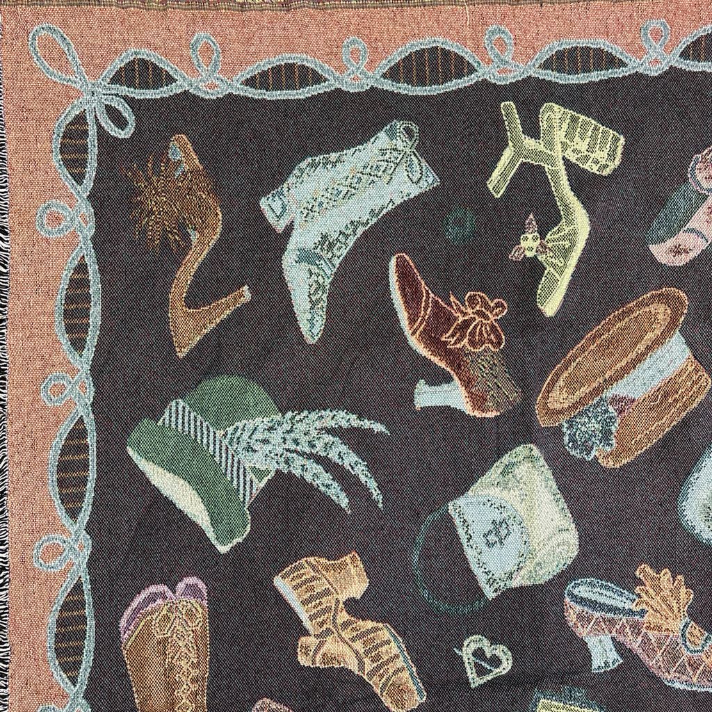 vintageラグ ブランケット マルチカバー タペストリー アート 絵画 靴