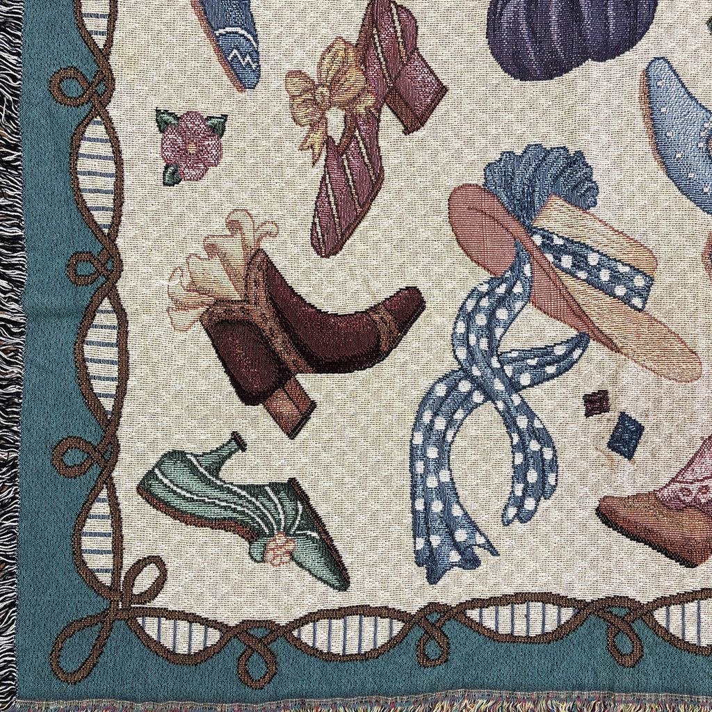 【※める】80s USA ブランケット ヴィンテージラグ　タペストリー vintageラグ ブランケット マルチカバー タペストリー アート 絵画 靴