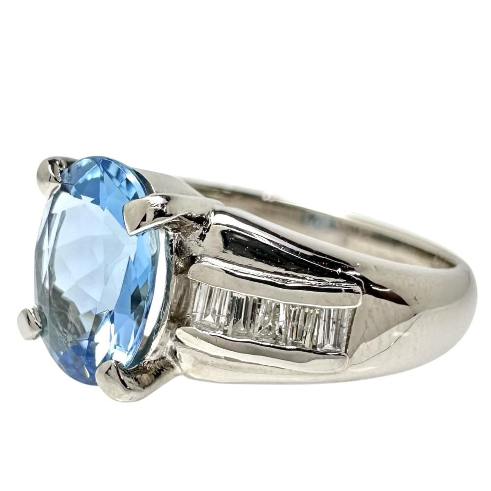 11号 アクアマリン 1.35ct ダイヤモンド 計0.20ct リング・指輪 Pt900