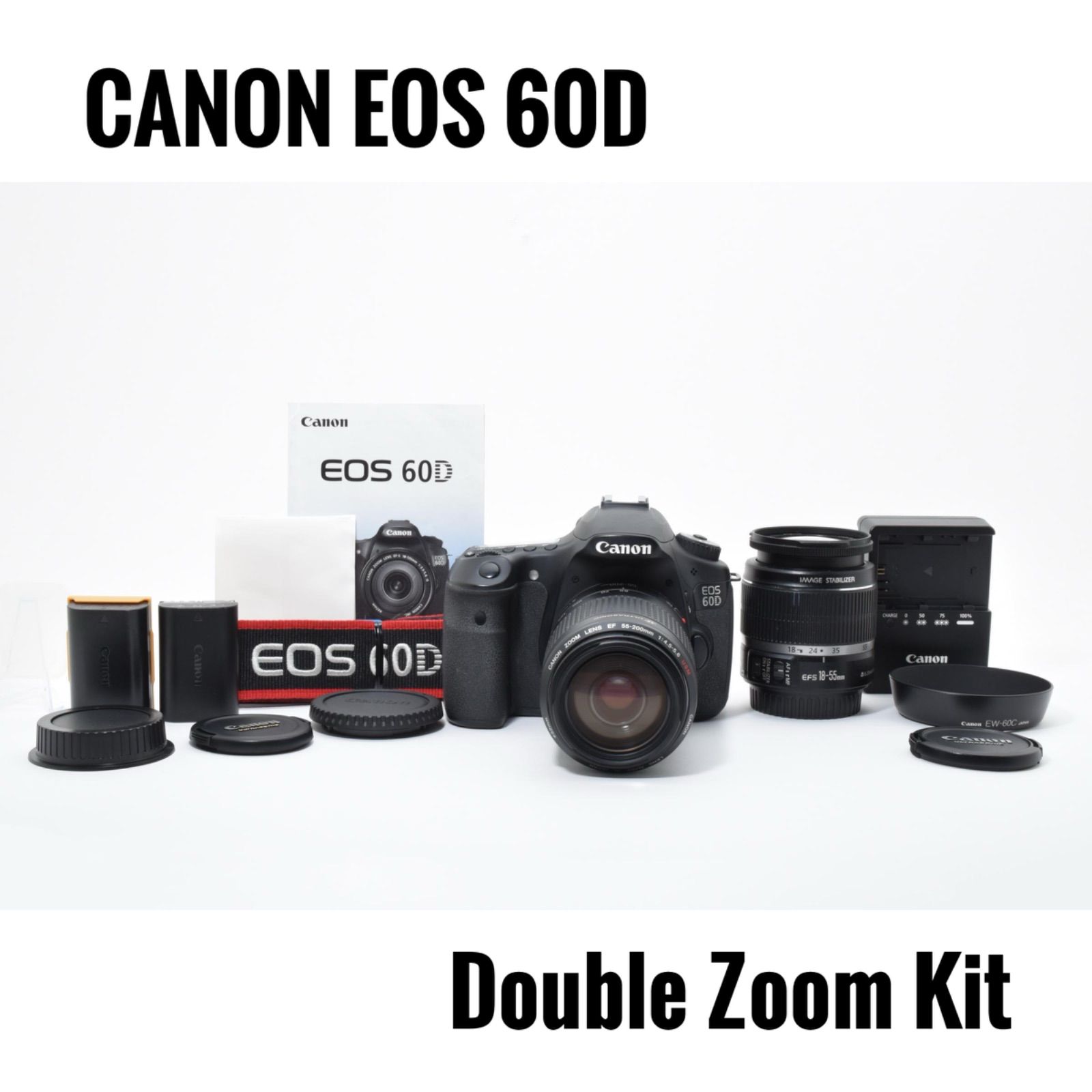美品】キヤノン Canon EOS 60D ダブルレンズキット一眼レフ望遠レンズ