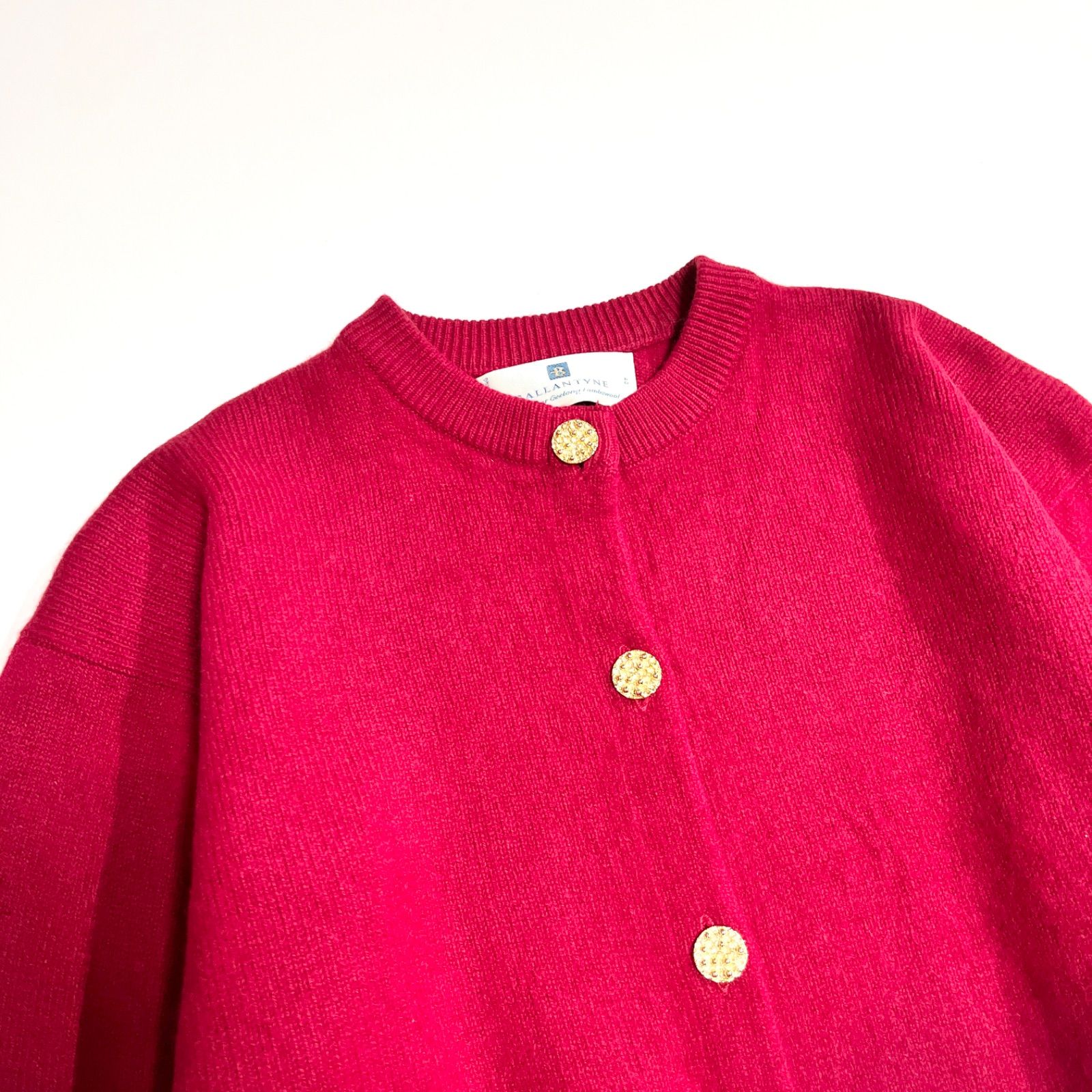 cZ56 BALLANTYNE CASHMERE カシミヤ100% クルーネック カーディガン