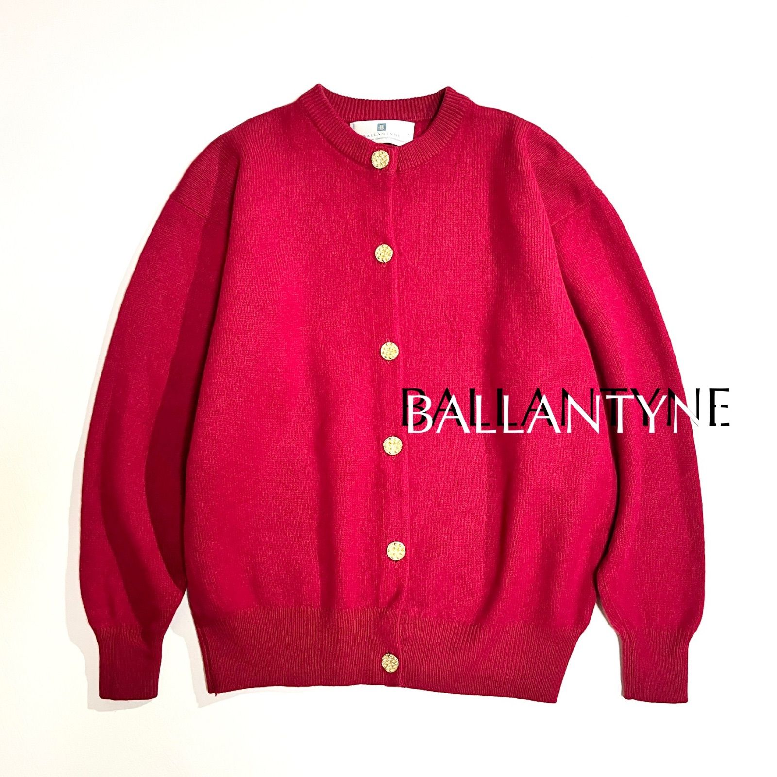 cZ56 BALLANTYNE CASHMERE カシミヤ100% クルーネック カーディガン