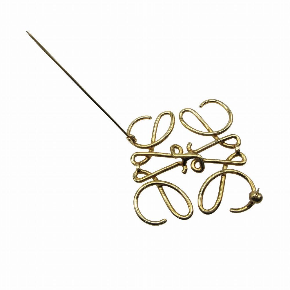 美品 ロエベ LOEWE ブローチ アナグラム ゴールド GP ゴールドメッキ