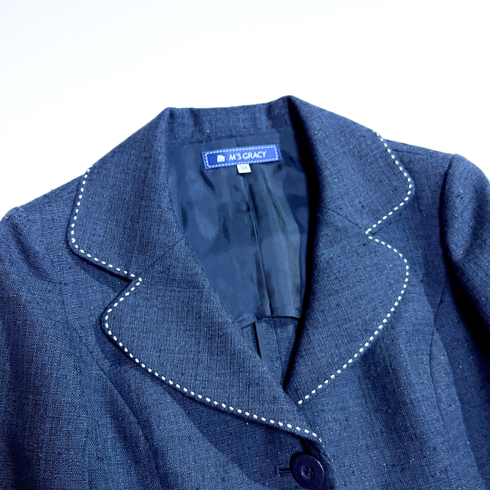 新品 M'S GRACY エムズグレイシー スーツ セットアップ 38 ネイビー M'S GRACY フォーマルスーツ セット 38ネイビー(紺)
