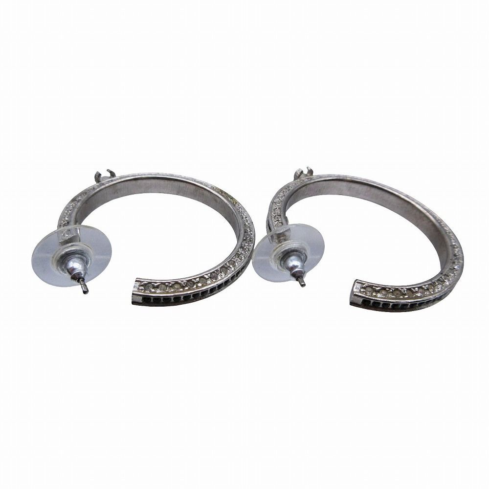 CHANEL シャネル B17P ココマークラインストーン フープピアス 両耳