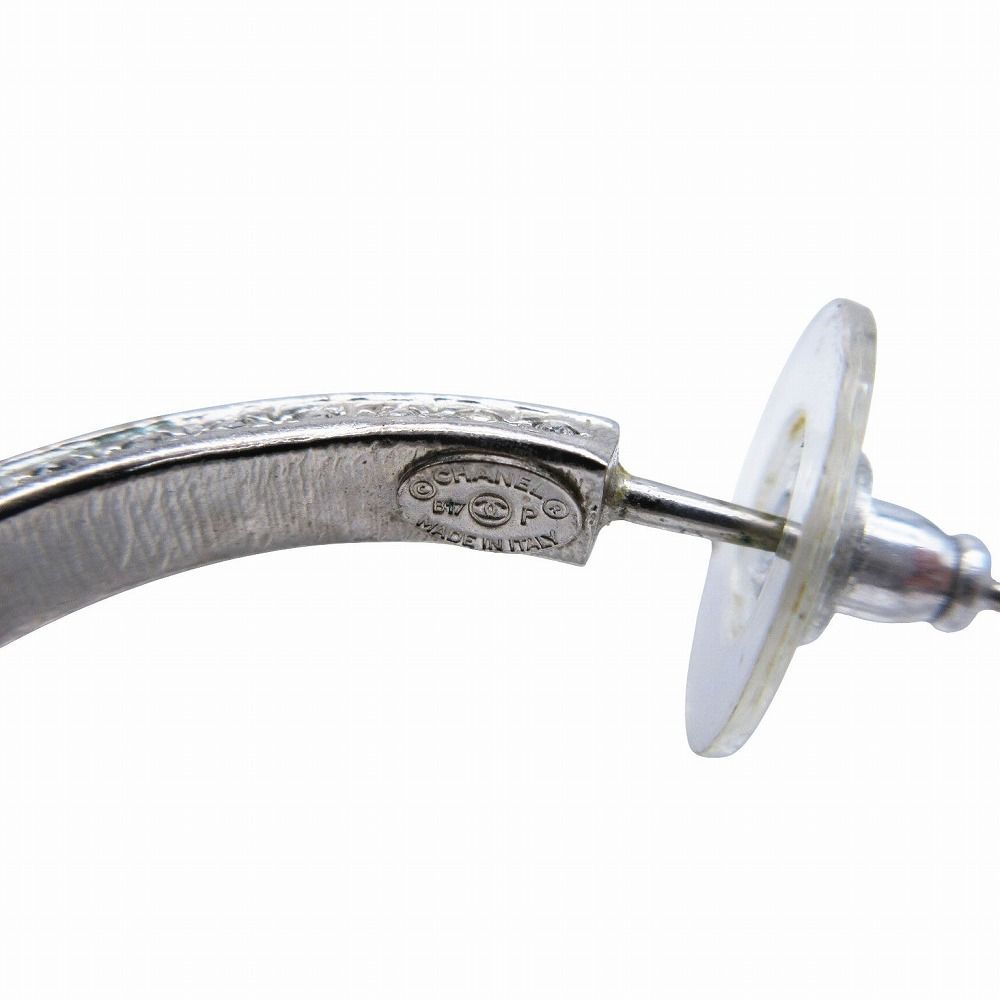 CHANEL シャネル B17P ココマークラインストーン フープピアス 両耳