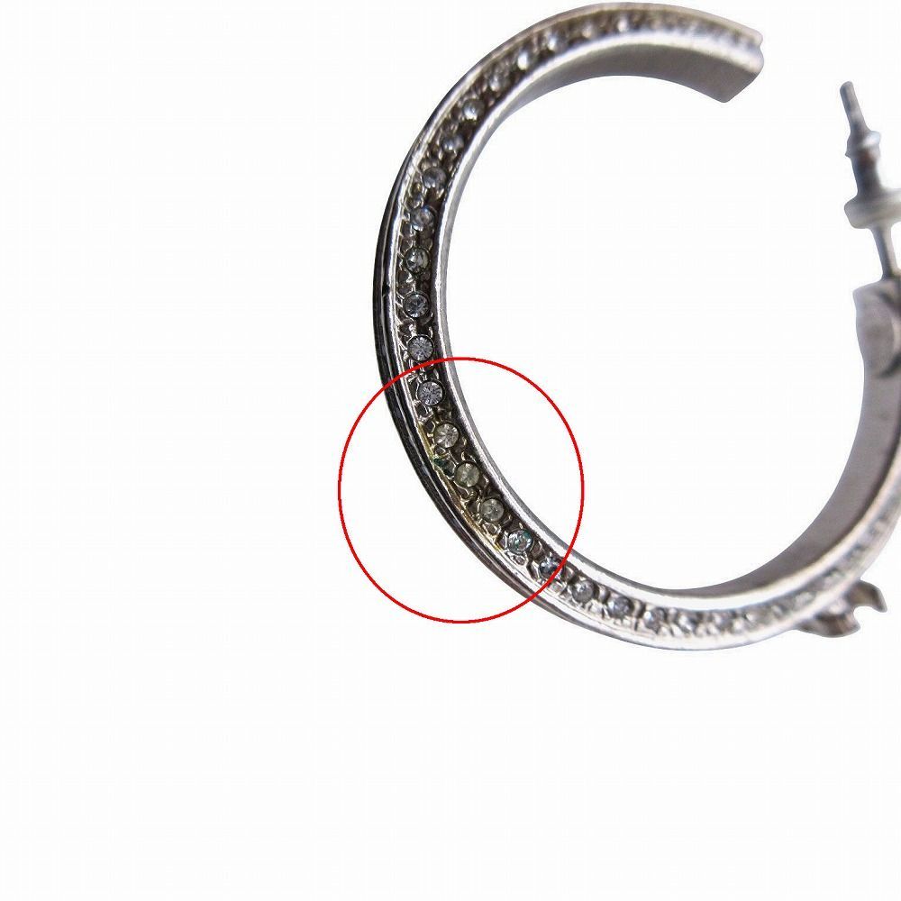 CHANEL シャネル B17P ココマークラインストーン フープピアス 両耳