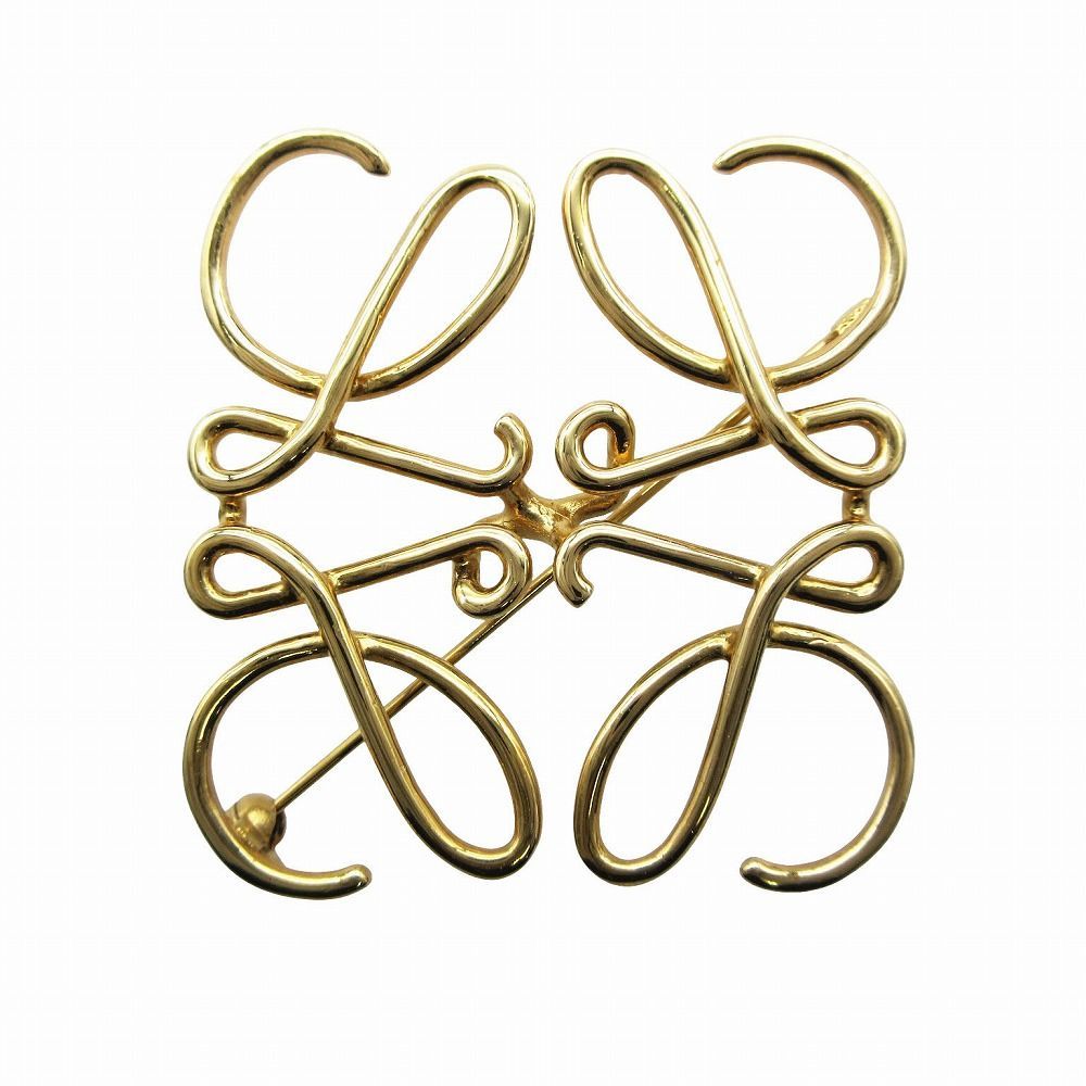 【美品】LOEWE アナグラム　ブローチ　ゴールド 美品】LOEWE ブローチ ゴールド アナグラムロエベ
