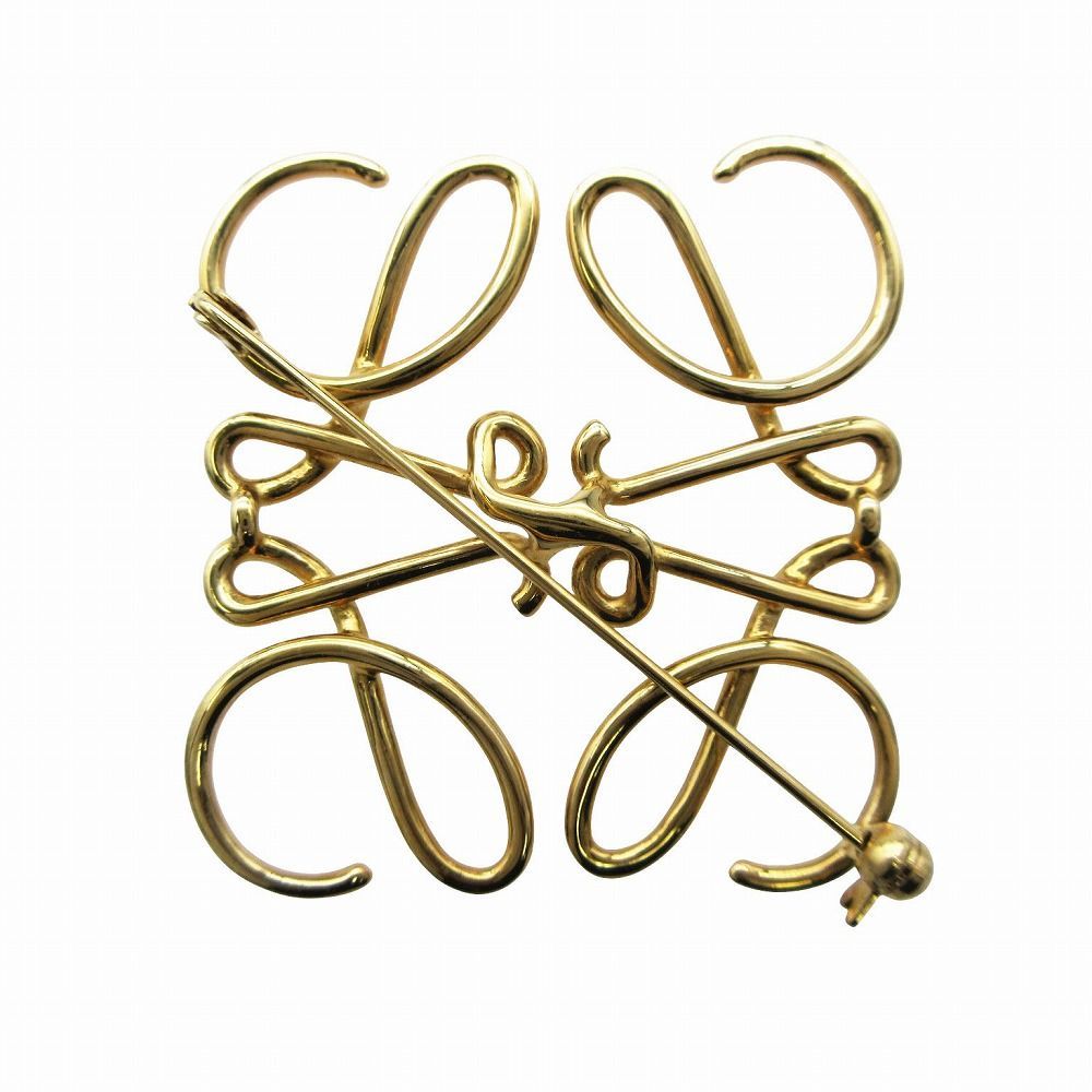 美品 ロエベ LOEWE ブローチ アナグラム ゴールド GP ゴールドメッキ
