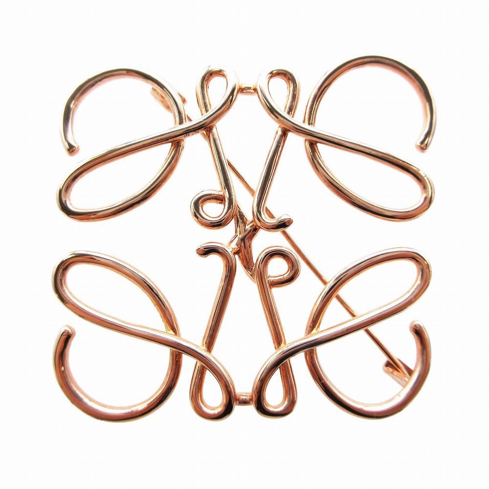 美品 ロエベ LOEWE ブローチ アナグラム ローズゴールド GP ゴールド