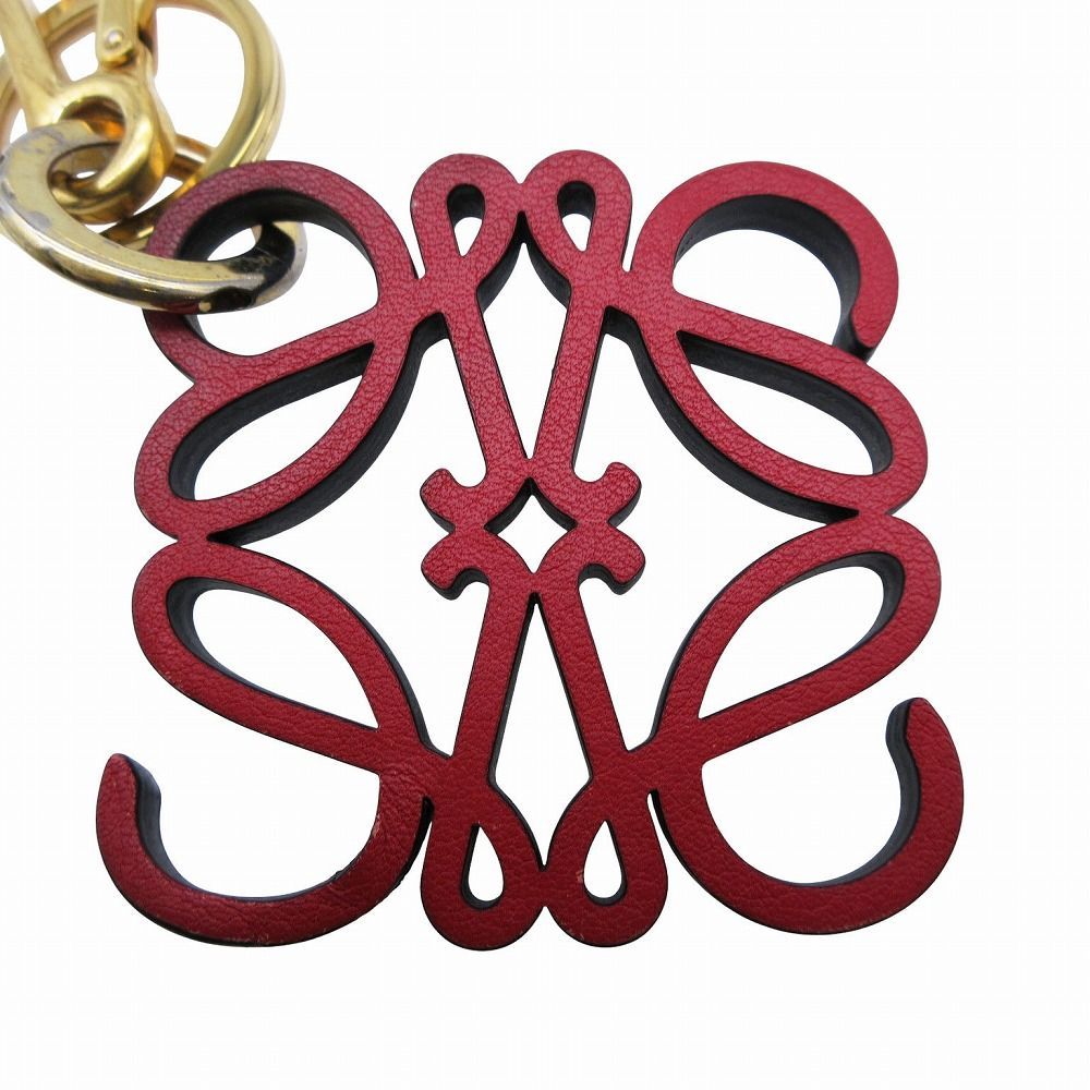 LOEWE アナグラムロゴ レッド レザー キーリング ロエベ LOEWE キーリング キーホルダー アナグラムチャーム C821232X06