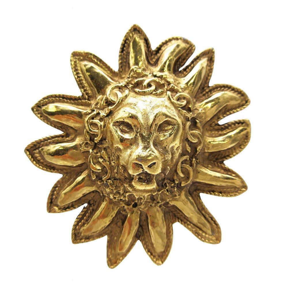 CHANEL/シャネル ライオン ゴールド ブローチ e_117 CHANEL シャネル ヴィンテージ ライオンヘッド ブローチ アクセサリー