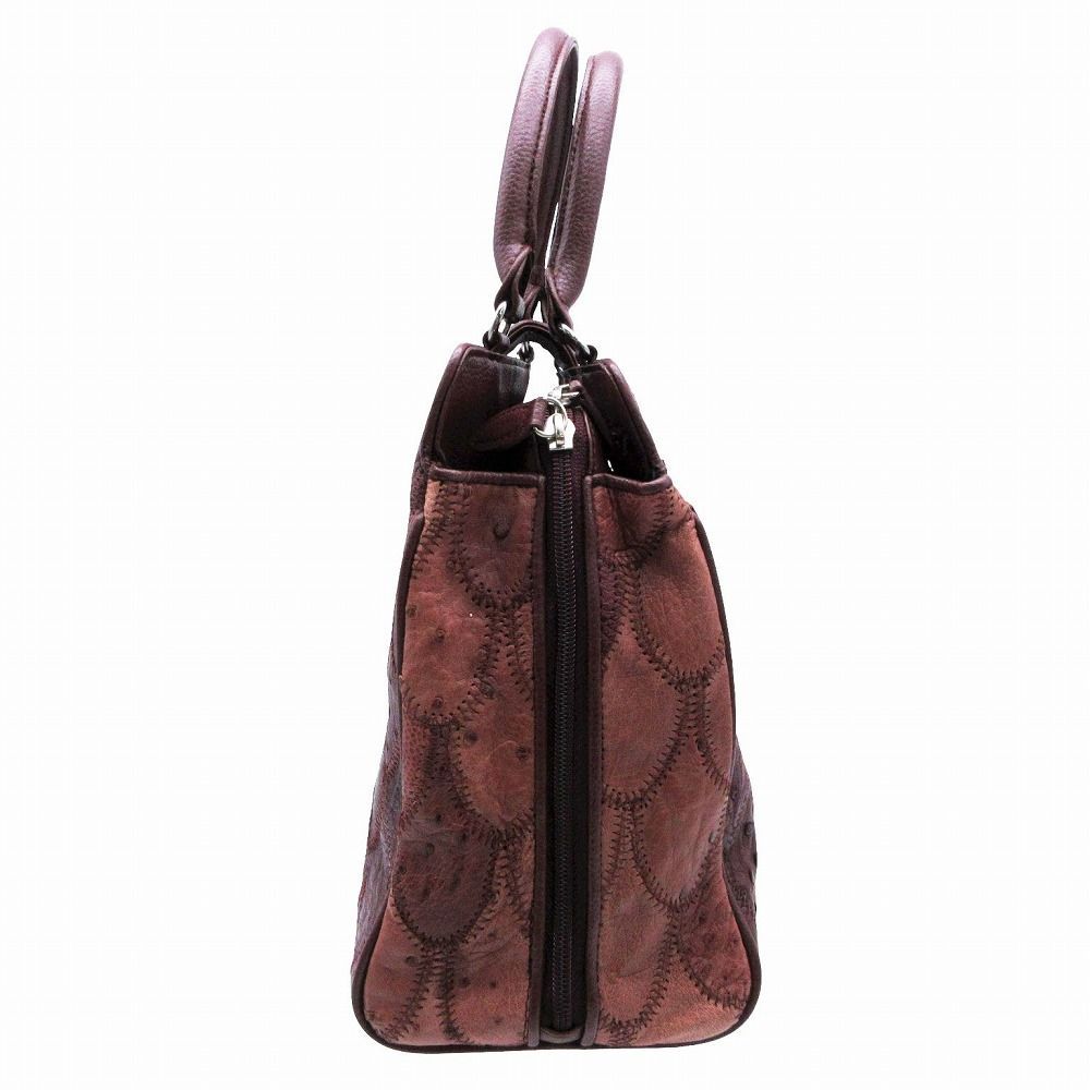 エキゾチックレザー オーストリッチ パッチワーク 2WAY ハンドバッグ